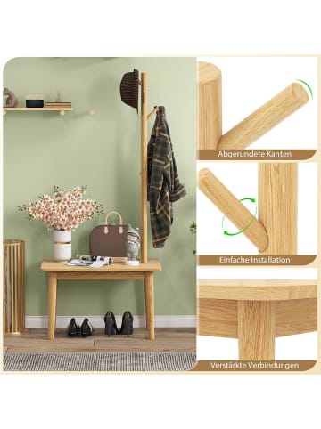 Garderobenständer mit Beistelltisch 3 in 1 in Beige