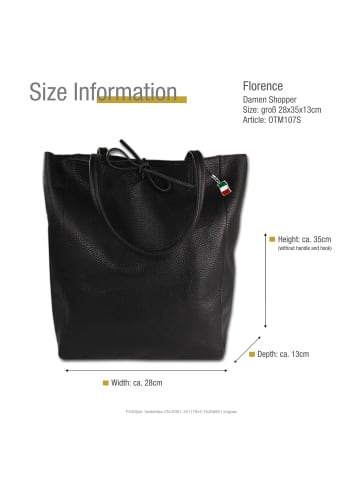 Leder Shopper, Schultertasche Florence Tasche schwarz ca. 28cm