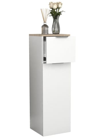 Badmöbel Midischrank Badschrank  Schublade Donali in Weiß / Sonoma-Eiche