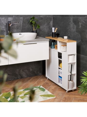 Nischenschrank in Weiß/ Natur - (B)17 x (H)79 x (T)75 cm