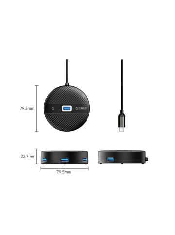 YS1-C2 4-Port-USB-Hub (1x USB-A 3.0, 3x USB-A 2.0, 0,3 m Kabel)