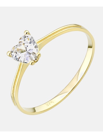 Verlobungsring aus 375 Gelbgold mit Zirkonia Herz-Design