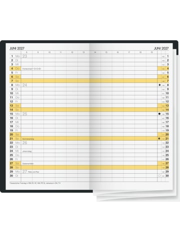 Faltkalender 746 8,7x15,3cm 1 Monat/2 Seiten Kunstleder schwarz 2027
