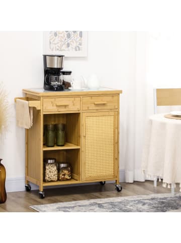 Küchenwagen in Naturholz 84L x 36B x 85H cm