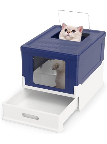 Katzenklo aus PP faltbar bis 10 kg in Blau