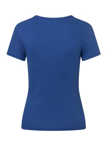 schmales Basic-Stretch-Rippshirt in college blue