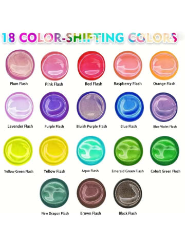 Acrylfarben mit Farbwechseleffekt – Set mit 18 magischen Farben je 60ml