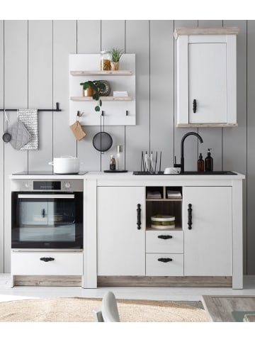 Küche in weiß Pinie Landhaus 191 cm 4-teilig, Küchenschrank Set mit Soft-Close