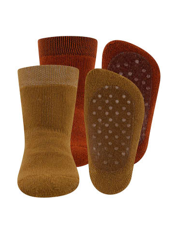 2er-Set Stoppersocken Uni in honig-kupfer