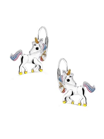 Silber Ohrringe 925 Zirkonia Einhorn 1,0 cm x 1,0 cm