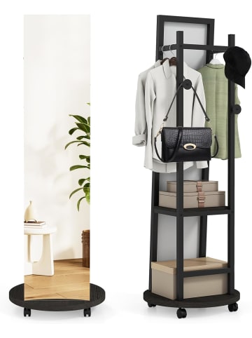 2 in 1 Garderobenständer mit Spiegel in Braun