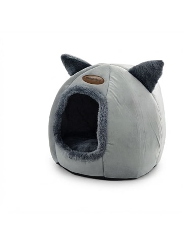 Katzenhöhle "Katzenohren" in Grau - (H)37 x Ø44 cm