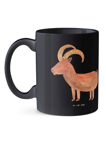 Kaffeetasse Steinbock Wecker mit Spruch in Schwarz