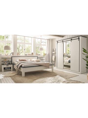 Schlafzimmer-Set 6-teilig in weiß Pinie Landhaus mit Doppelbett 180 x 200 cm