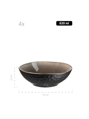 Geschirr-Set, Keramik Niara Organic in Braun / Schwarz