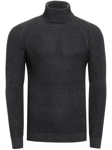 Grobstrick Slim Fit Rollkragen-Pullover in Anthrazit