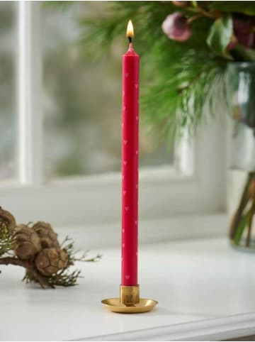 DÜNNE Kerze Rot mit HERZEN Hellrosa Ø 1,3 cm Länge 20 cm 5er Set