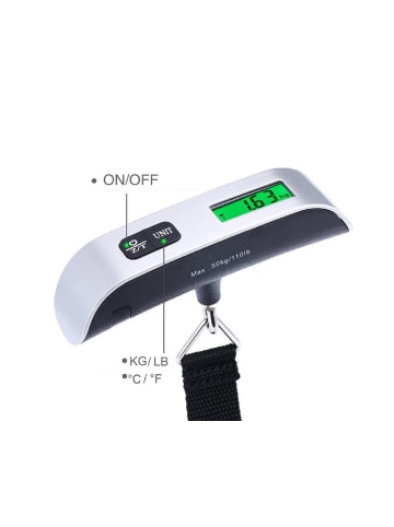 Digitale LCD-Kofferwaage inkl. Batterie Gepäckwaage 50Kg in Grau