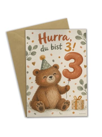 Geburtstagskarte Bär fröhlich Design mit Spruch in Weiß