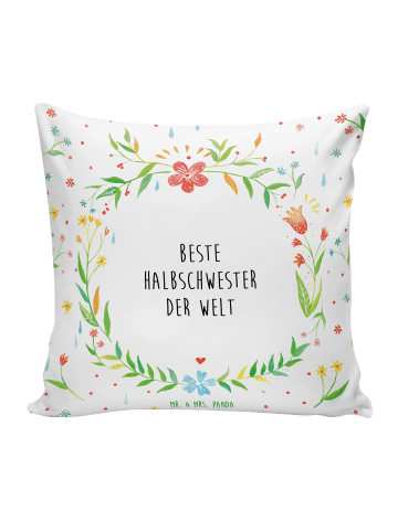Kissen Halbschwester mit Spruch in Weiß