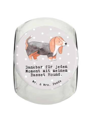 Leckerli Glas Basset Hound Moment mit Spruch in Grau Pastell