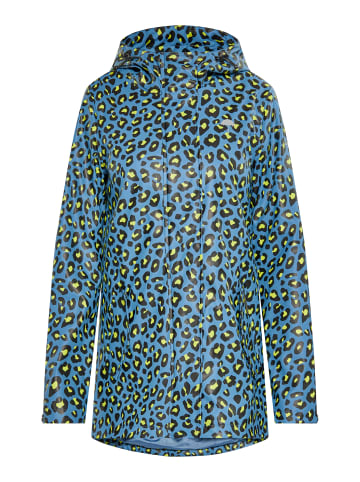 Damen Regenjacke in Stahlblau Limette Leo
