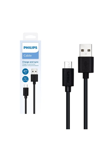 Philips Kabel USB - Micro USB 1,2m schwarz DLC3104U/00