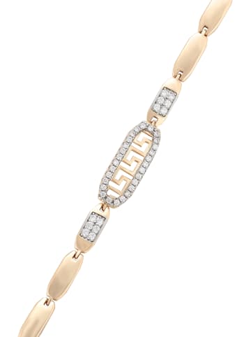 Women Link Bracelet With Rhinestones in Rose Gold