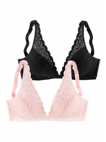 Bralette-BH in puder+schwarz