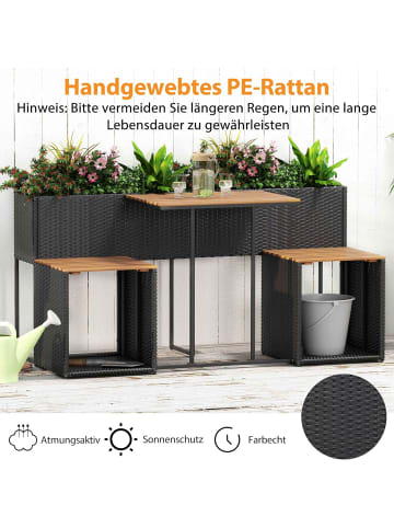 Gartenmöbel Set mit Hochbeet in Schwarz