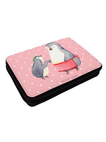 Federmappe Pinguin mit Kind ohne Spruch in Rot Pastell