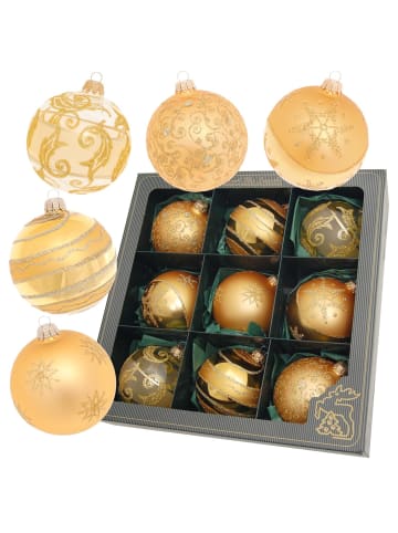 9er Set: Baumkugeln in Gold