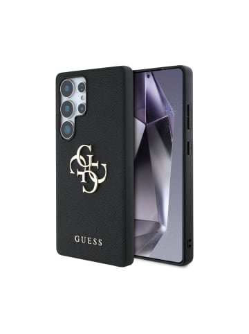 Guess Grained Big 4G Logo Small Classic Logo Hülle Samsung Galaxy in Schwarz