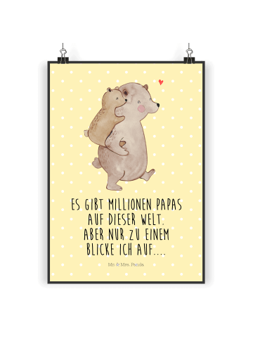 Poster Papa Bär mit Spruch in Gelb Pastell