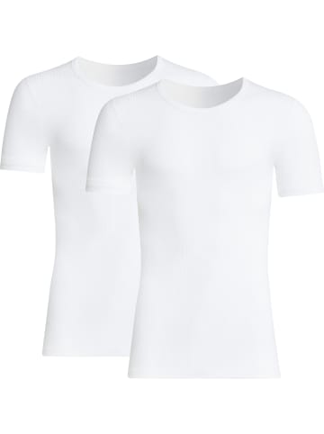 Baumwolle, Doppelripp Unterhemd, 1/2-Arm 2er-Pack in weiss