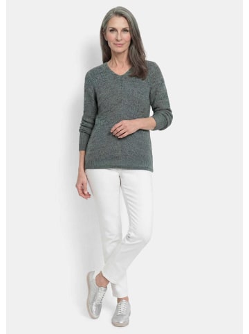 Strickpullover mit V-Ausschnitt in graugrün