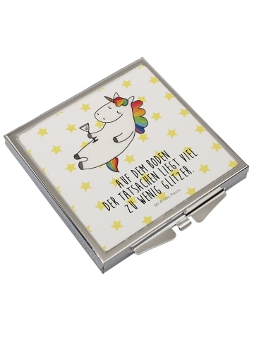 Kosmetikspiegel Einhorn Blümchentail mit Spruch in Weiß
