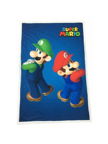 Super Mario Sherpa-Fleece-Decke 100 x 150 cm Fans und Komfortliebhaber in Blau
