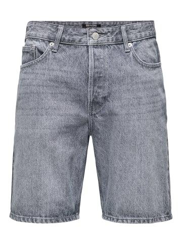 Jeansshorts mit fünf Taschen und Knopfverschluss in Hellgrau