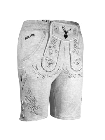 Jogginghose Design Trachten Lederhose Bermuda Shorts Kurz JOK5 in Hellgrau