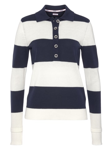 Polokragenpullover in marine-offwhite