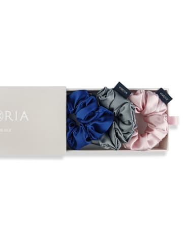 DOUX Set 3 Scrunchies M aus Seide in Multicolour
