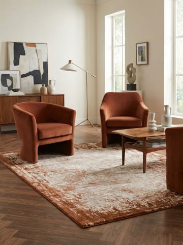 Teppich Velours, Hochwertiges Design, Wohn-Esszimmer, Komfortabel in Terrakotta