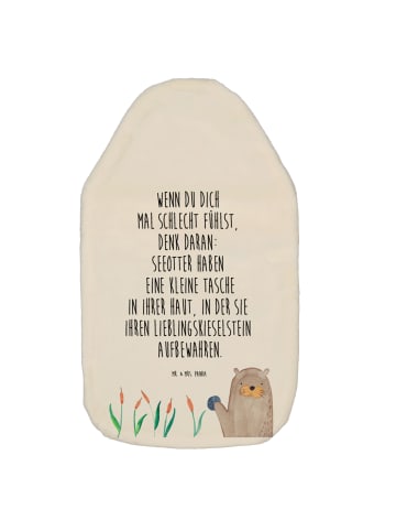 Wärmflasche Otter Stein mit Spruch in Weiß