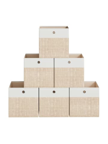6er-Set: Aufbewahrungsbox Tina in Weiß-Beige - (B)26 x (H)28 x (T)26 cm