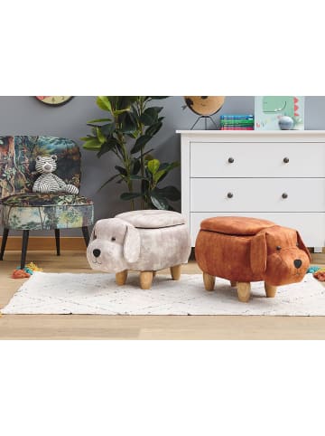 Tierhocker DOGGY in Beige/Braun - (W) 62 x (H) 38 x (L) 36 cm