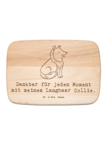 Holzbrett Langhaar Collie Moment mit Spruch in Transparent