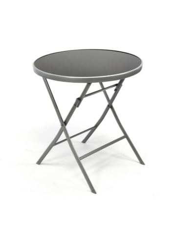 3-tlg. Set Gartenmöbel Sitzgruppe Tisch Stuhl in Schwarz