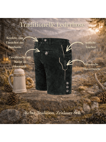 Lederhose Kurz Echtleder HK2 in Grau