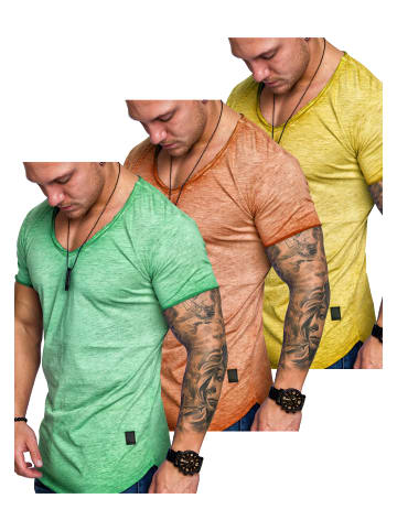 T-Shirts 3er-Pack 3. SAN FRANCISCO in (Mintgrün + Orange + Gelb)
